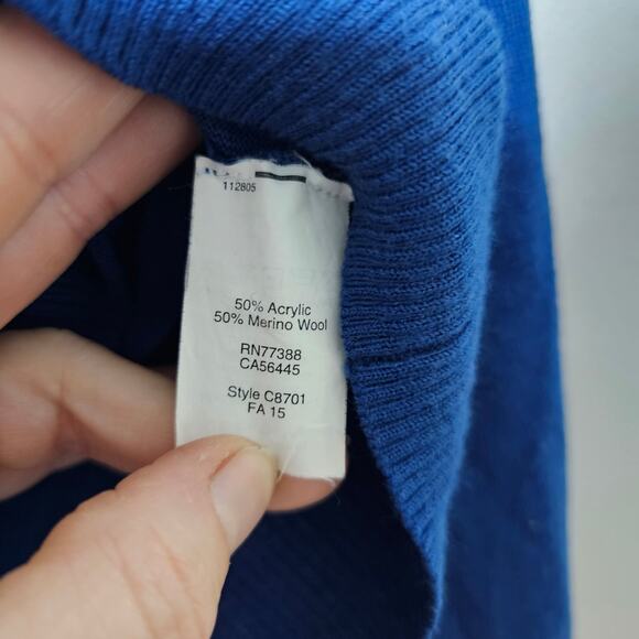 J. Crew Cardigan Vintage 80's Blue Wool Blend Pockets Women's Size Medium - Picture 5 of 6